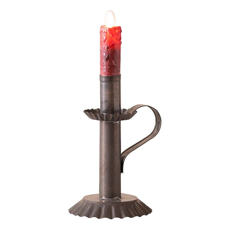 Primitive Colonial Electric Barton Candlestick Light in Kettle Black - The Primitive Pineapple Collection