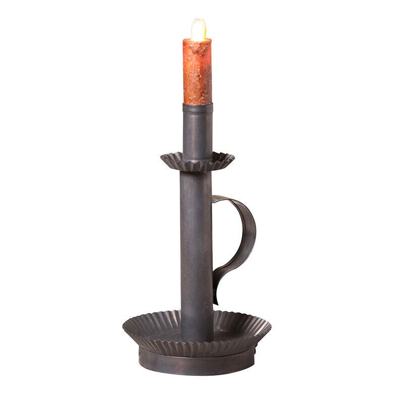 Primitive Colonial Electric Tall Candlestick Light in Kettle Black - The Primitive Pineapple Collection