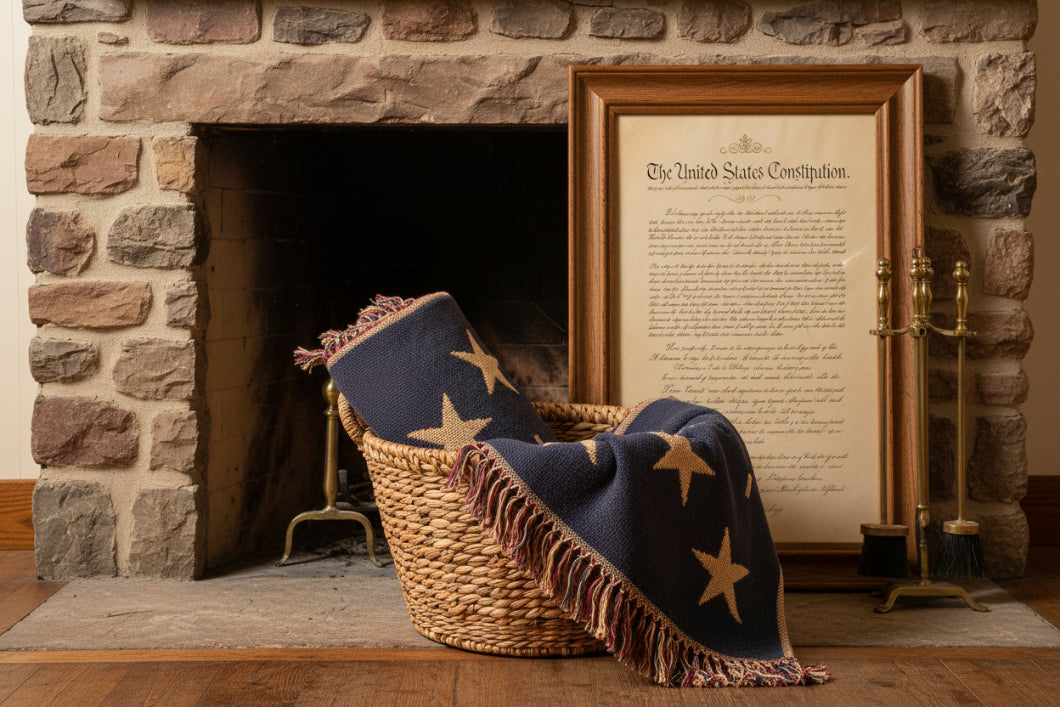 Primitive Farmhouse Patriotic Old Glory Flag Woven Throw 50" x 60" - The Primitive Pineapple Collection