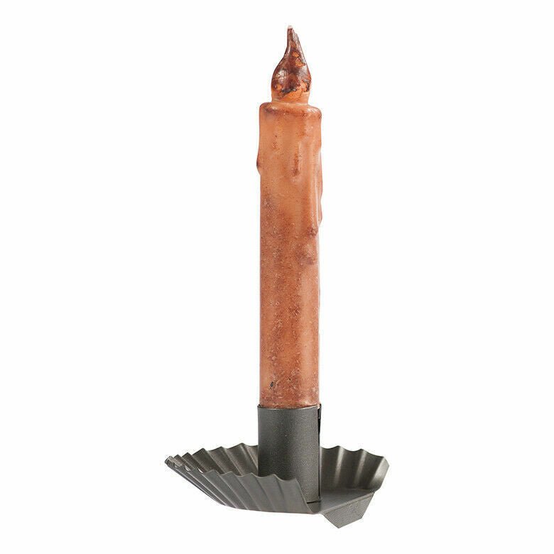 Primitive/Country Half Moon Crimp Window Sill Candle Holder Taper Holder Holiday - The Primitive Pineapple Collection