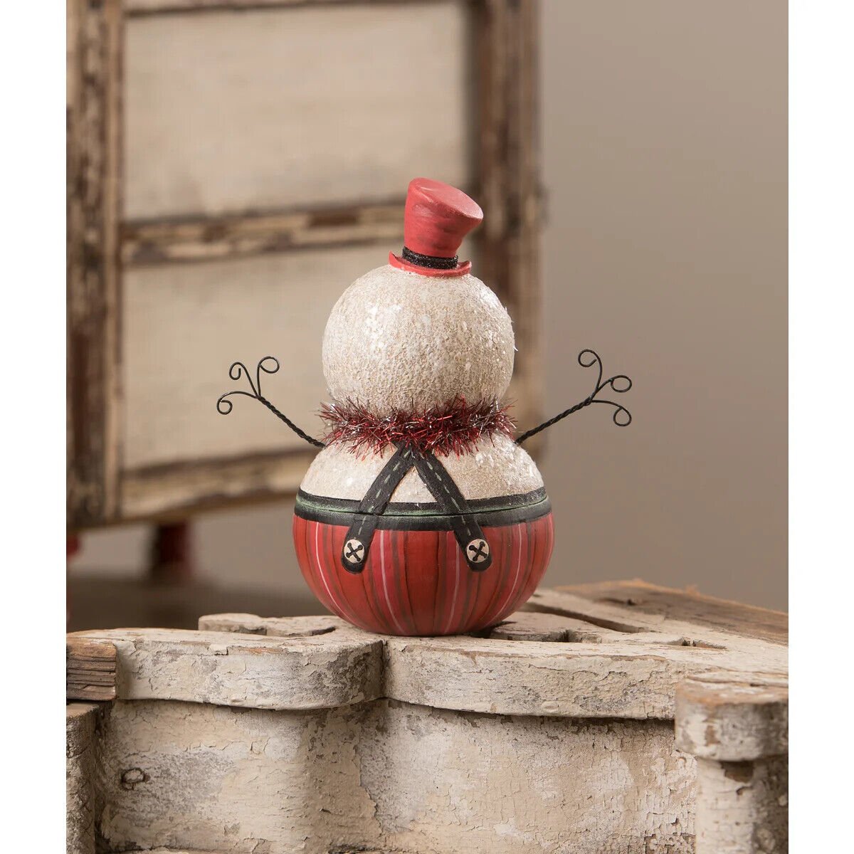 Bethany Lowe Christmas Freddy Frost Container JP1044 Johanna Parker - The Primitive Pineapple Collection