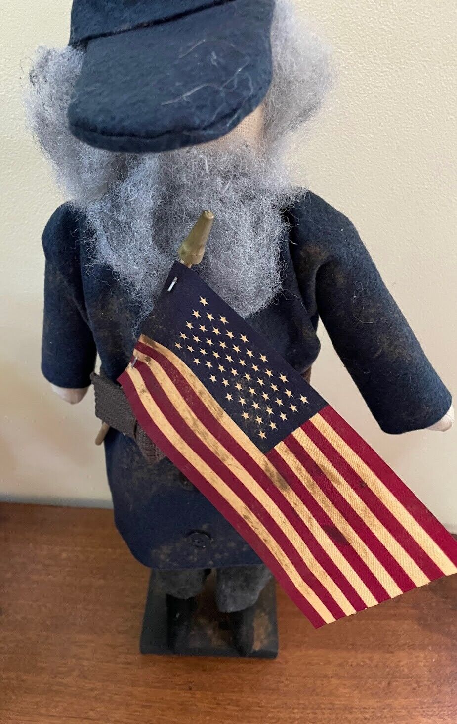 Primitive Farmhouse Handcrafted Union Civil War Soldier Flag Doll 20" - The Primitive Pineapple Collection