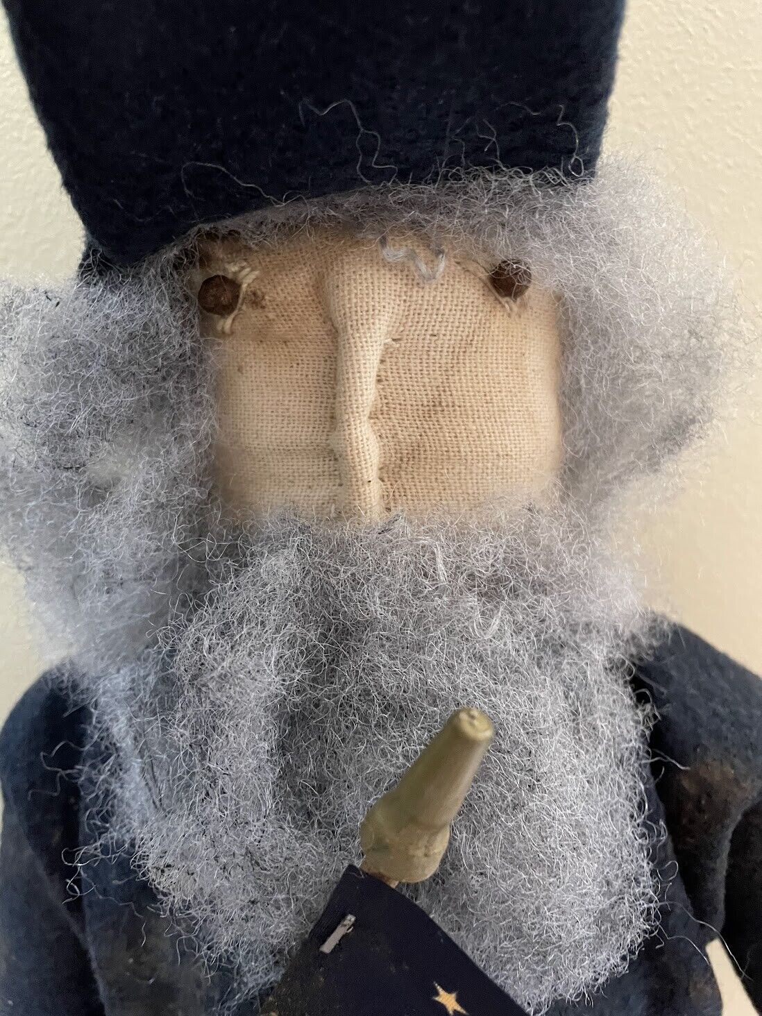 Primitive Farmhouse Handcrafted Union Civil War Soldier Flag Doll 20" - The Primitive Pineapple Collection