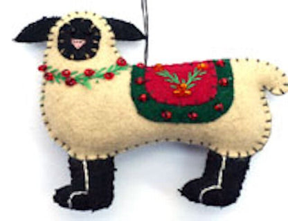 Primitive Handcrafted Christmas Applique w/ Beading Ornaments Dove Peace Sheep - The Primitive Pineapple Collection