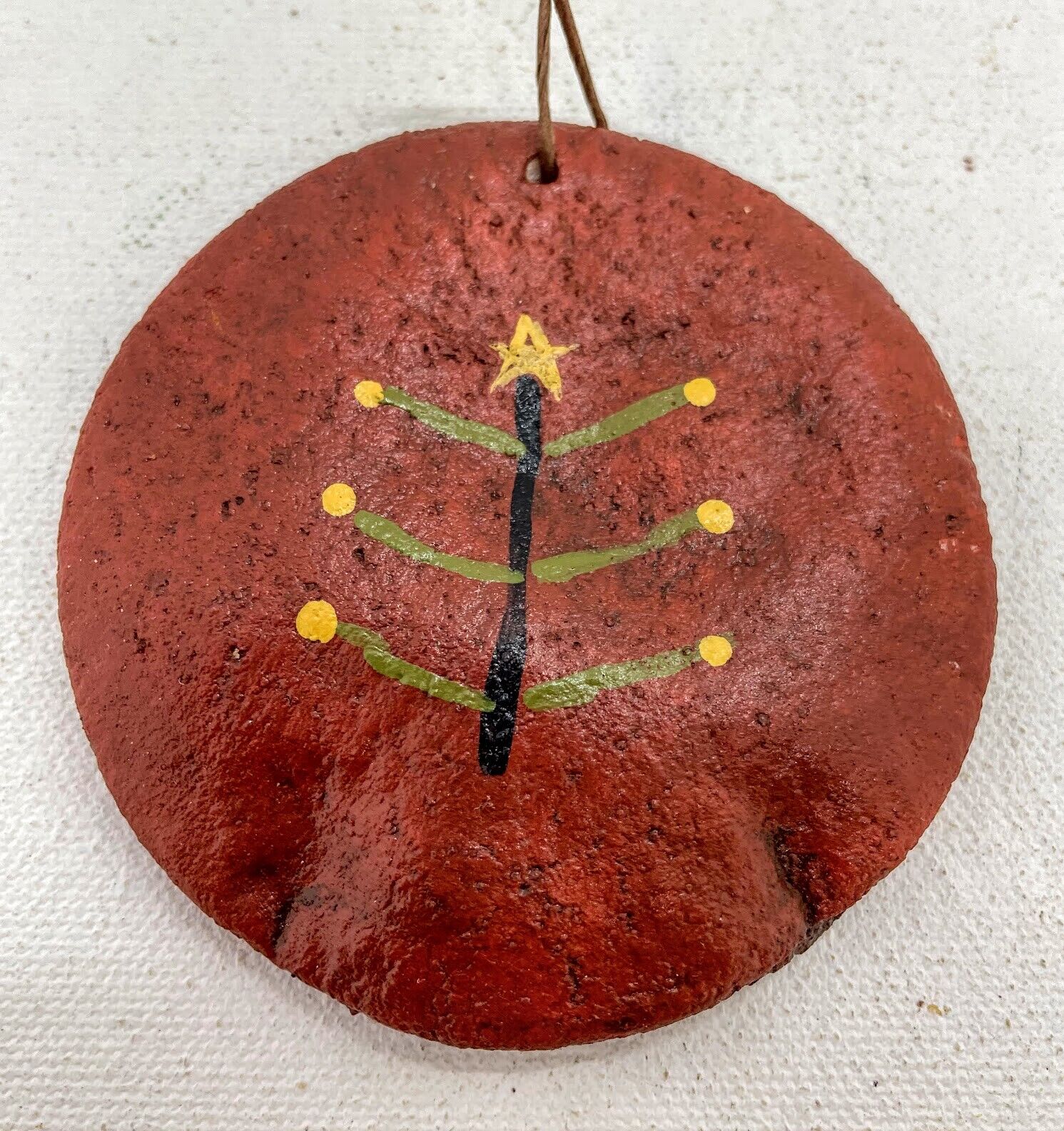 Primitive Christmas Handmade Dough Redware Style Painted Ornaments 2.5&quot; - The Primitive Pineapple Collection