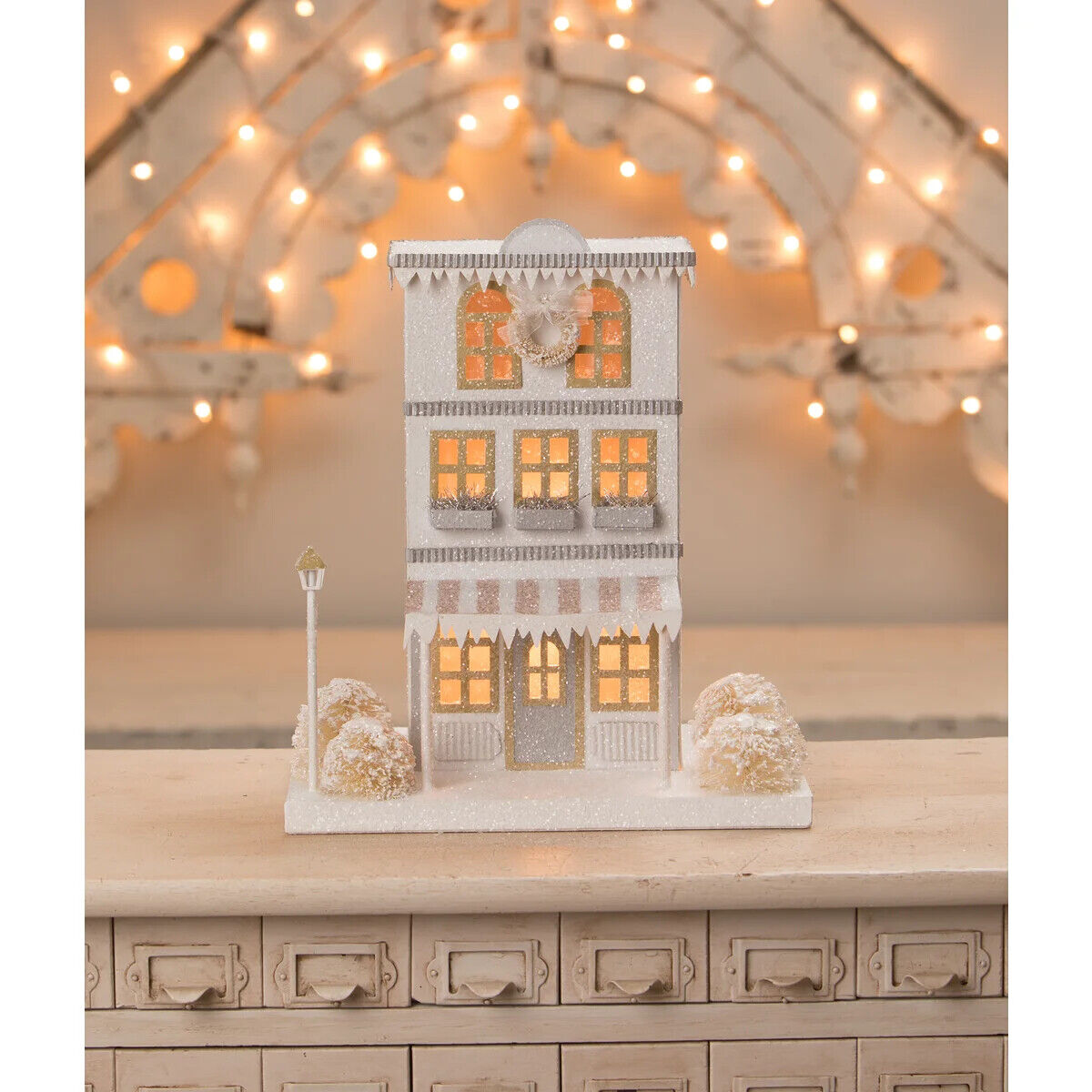 Bethany Lowe on sale Christmas Village Metallic Cottage