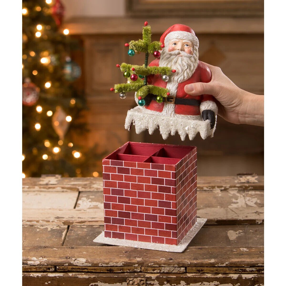 Bethany Lowe Christmas Vintage Santa in Chimney TJ1319 - The Primitive Pineapple Collection