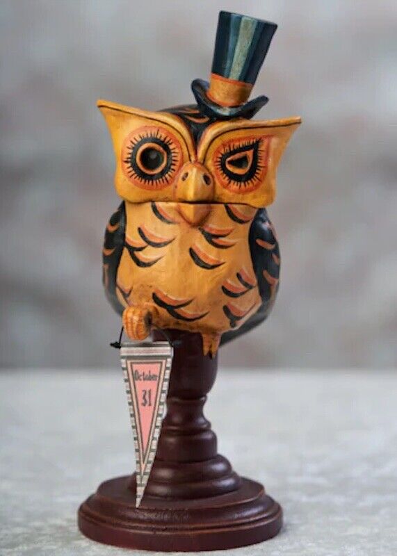 ESC Halloween Folk art Ozzie Owl Jorge de Rojas 43034 - The Primitive Pineapple Collection