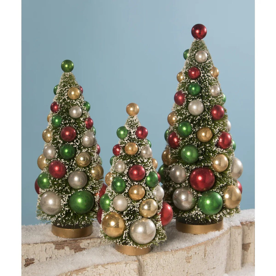Bethany Lowe Christmas Traditional Bottle Brush Trees S3 LC9548 - The Primitive Pineapple Collection