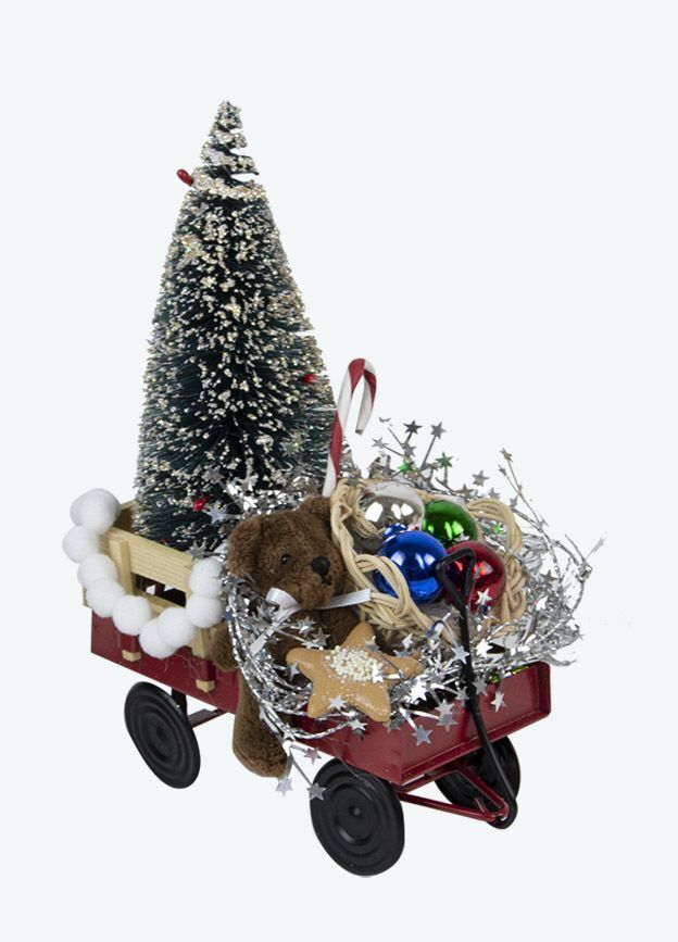 Colonial Byers’ Choice Christmas Wagon Bottle Brush Tree 6762 Authorized Dealer - The Primitive Pineapple Collection