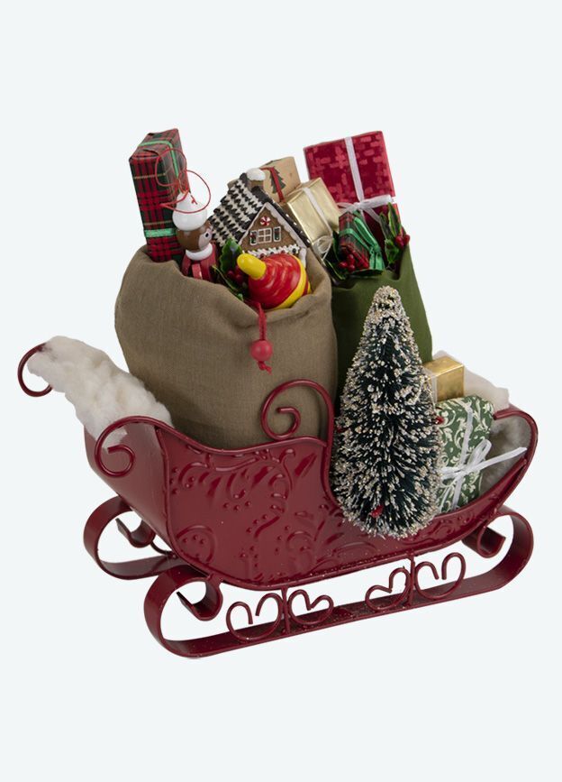 Colonial Byers Choice Christmas Santa Sled Sleigh Toys 3809 Authorized Dealer - The Primitive Pineapple Collection