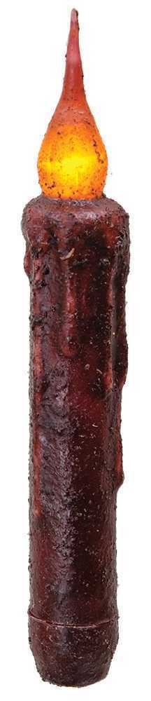 Primitive/Country GrubbyTwisted Flame Timer Taper Burgundy 6" - The Primitive Pineapple Collection