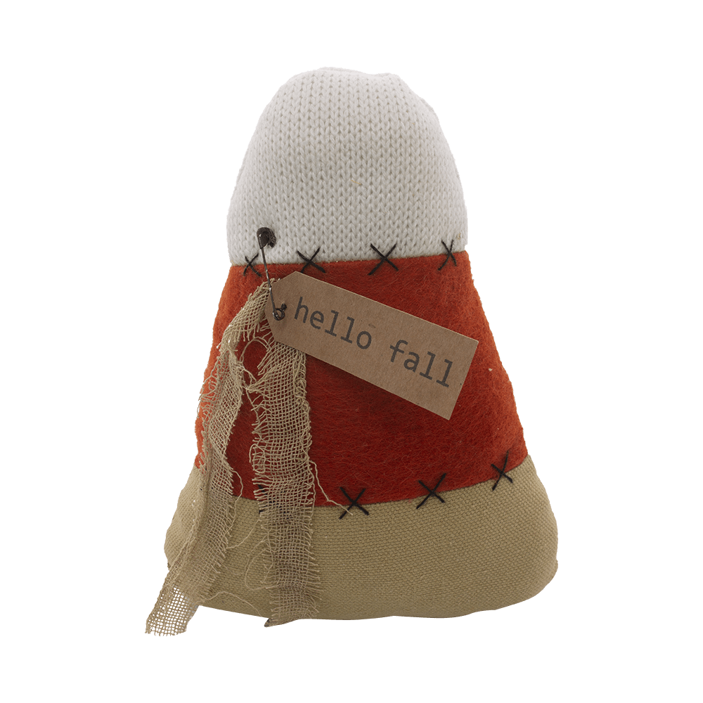 Primitive Country Halloween Rustic Fabric Hello Fall Candy Corn - 3 x 3 x 4.75" - The Primitive Pineapple Collection