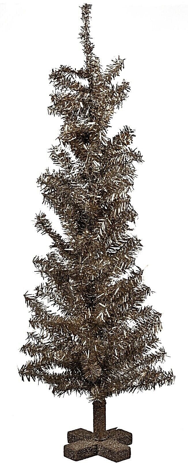 Primitive Rustic Christmas Halloween Large 23.5" Silver Tinsel Tree - The Primitive Pineapple Collection