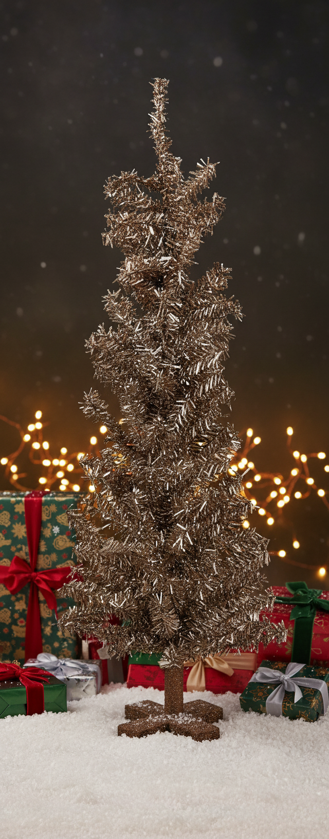 Primitive Rustic Christmas Halloween Large 23.5" Silver Tinsel Tree - The Primitive Pineapple Collection