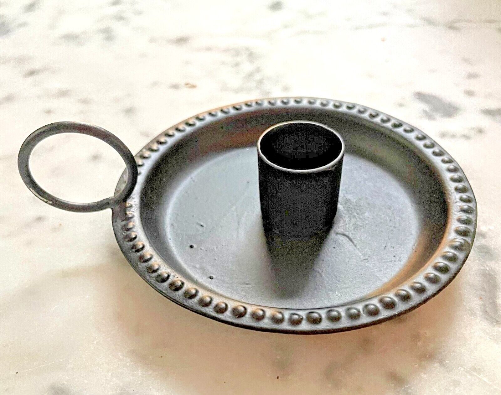 Primitive Colonial Small Black Taper Candlestick Holder 3.25 - The Primitive Pineapple Collection