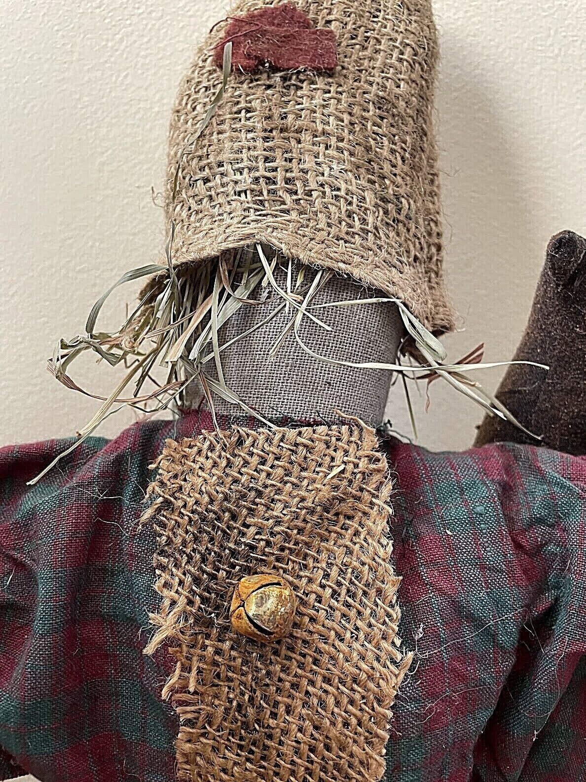 Extreme Primitive Fall Halloween Charlie Scarecrow Doll in Can w/ Crow 13" - The Primitive Pineapple Collection