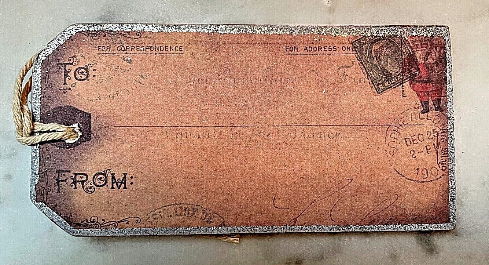 Primitive Christmas Vintage Santa Tag ornaments 6 pc wood - The Primitive Pineapple Collection