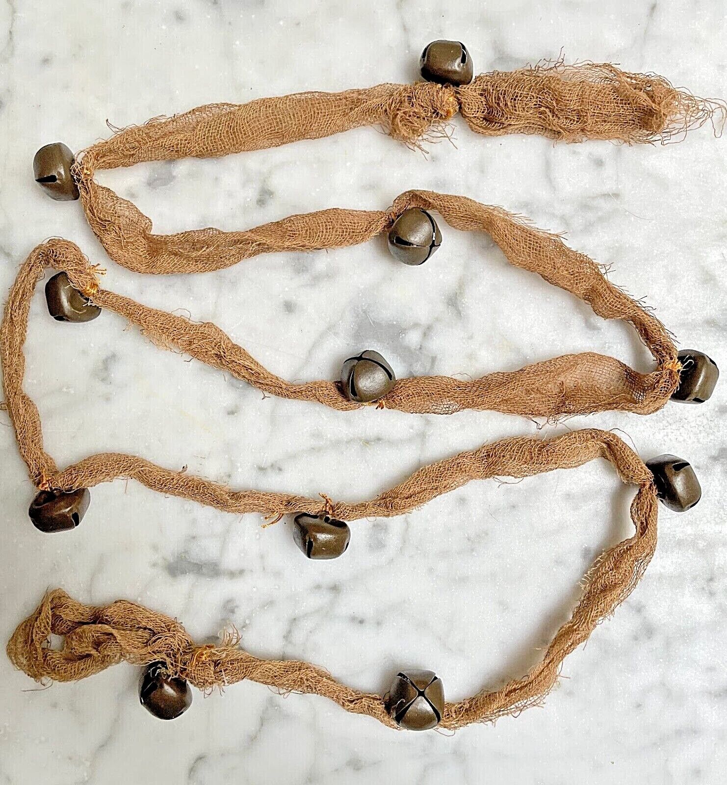 Primitive Farmhouse Christmas Cheesecloth Bell Garland 48" 1/2" bells - The Primitive Pineapple Collection