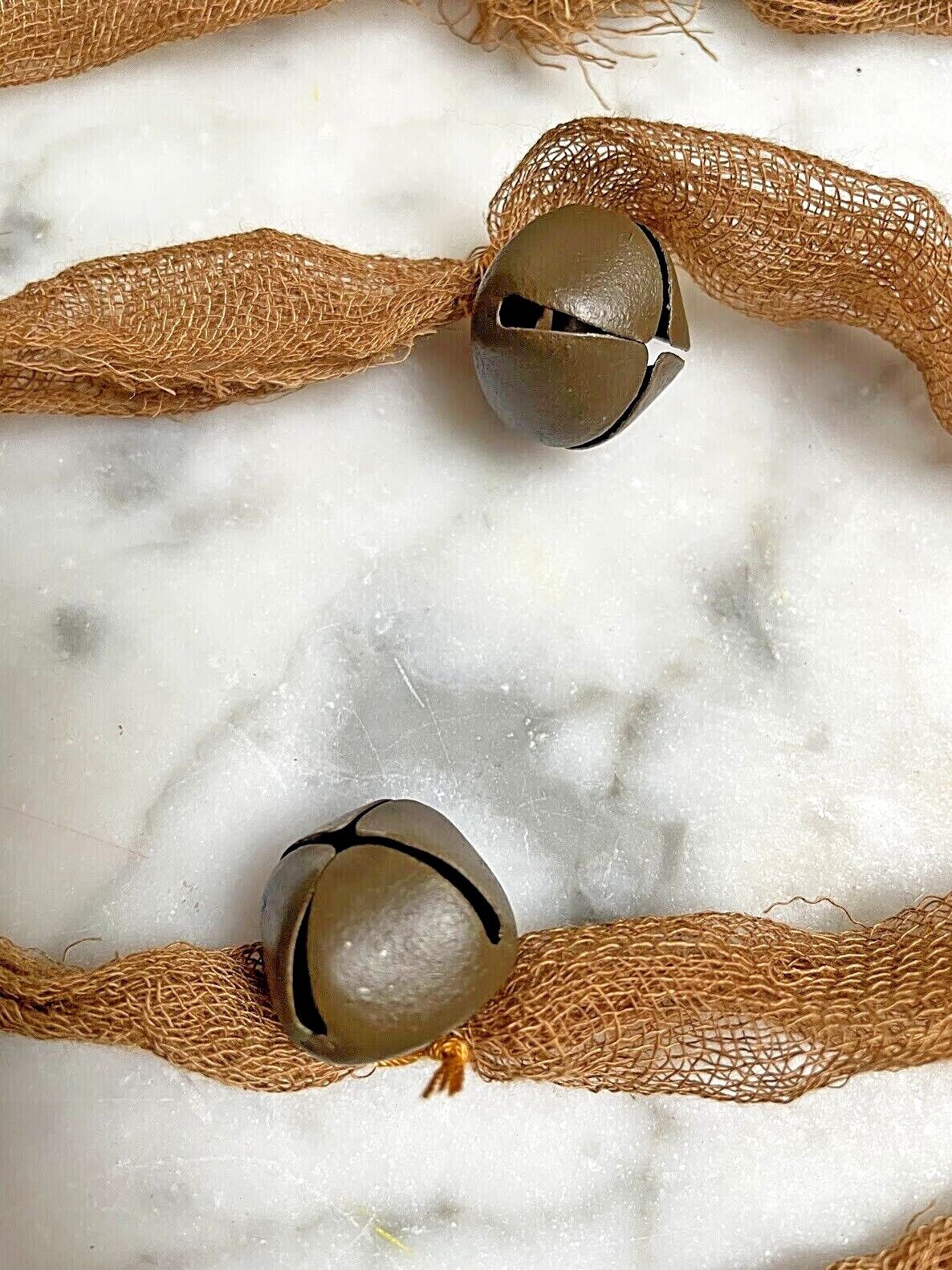 Primitive Farmhouse Christmas Cheesecloth Bell Garland 48" 1/2" bells - The Primitive Pineapple Collection