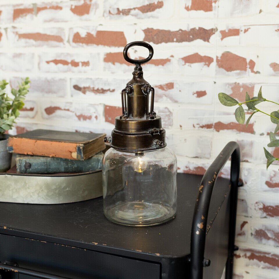 Primitive Farmhouse Led Battery Noah Lantern w/ Timer Colonial Farmhouse 12.75" - The Primitive Pineapple Collection