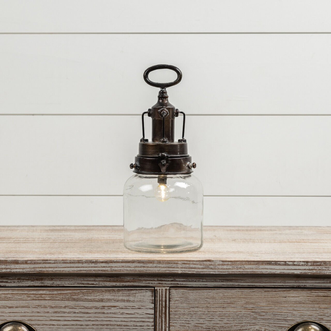 Primitive Farmhouse Led Battery Noah Lantern w/ Timer Colonial Farmhouse 12.75" - The Primitive Pineapple Collection