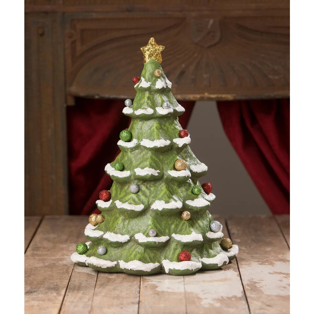 Bethany Lowe Oh Christmas Tree Paper Mache Figurine 13" TJ1316 - The Primitive Pineapple Collection