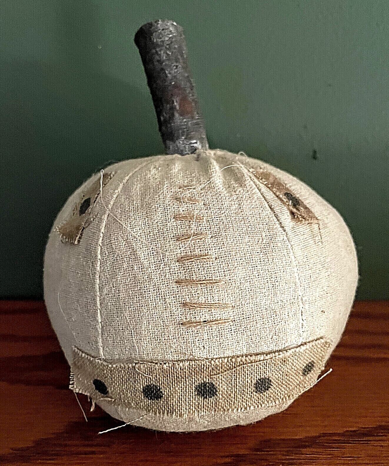 Primitive Halloween Fall White Grinning Pumpkin Head 4 " Jack O Lantern Fabric - The Primitive Pineapple Collection