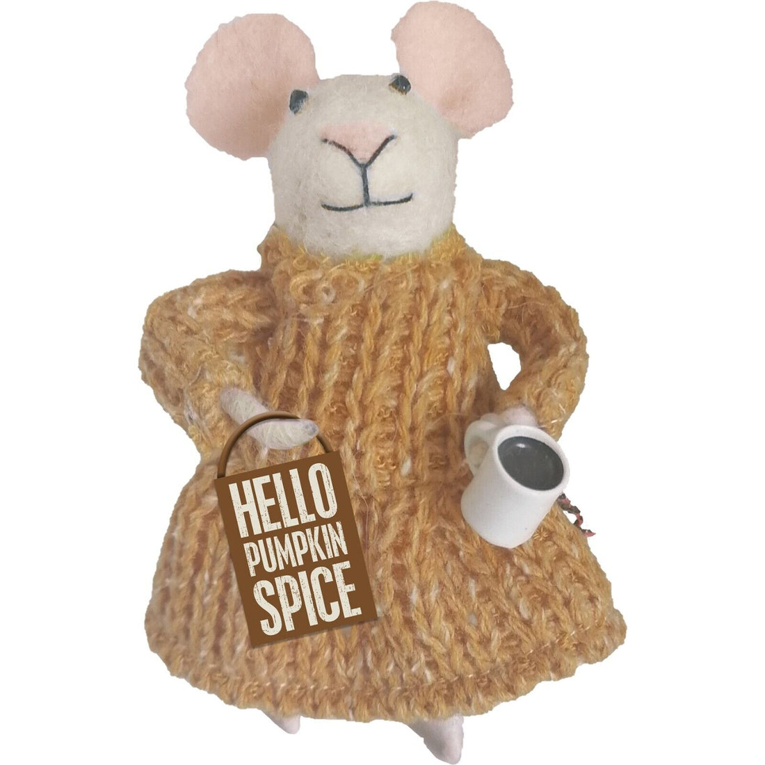 Primitive/Country Halloween Felt Hello Fall Pumpkin Spice Mouse ornament - The Primitive Pineapple Collection