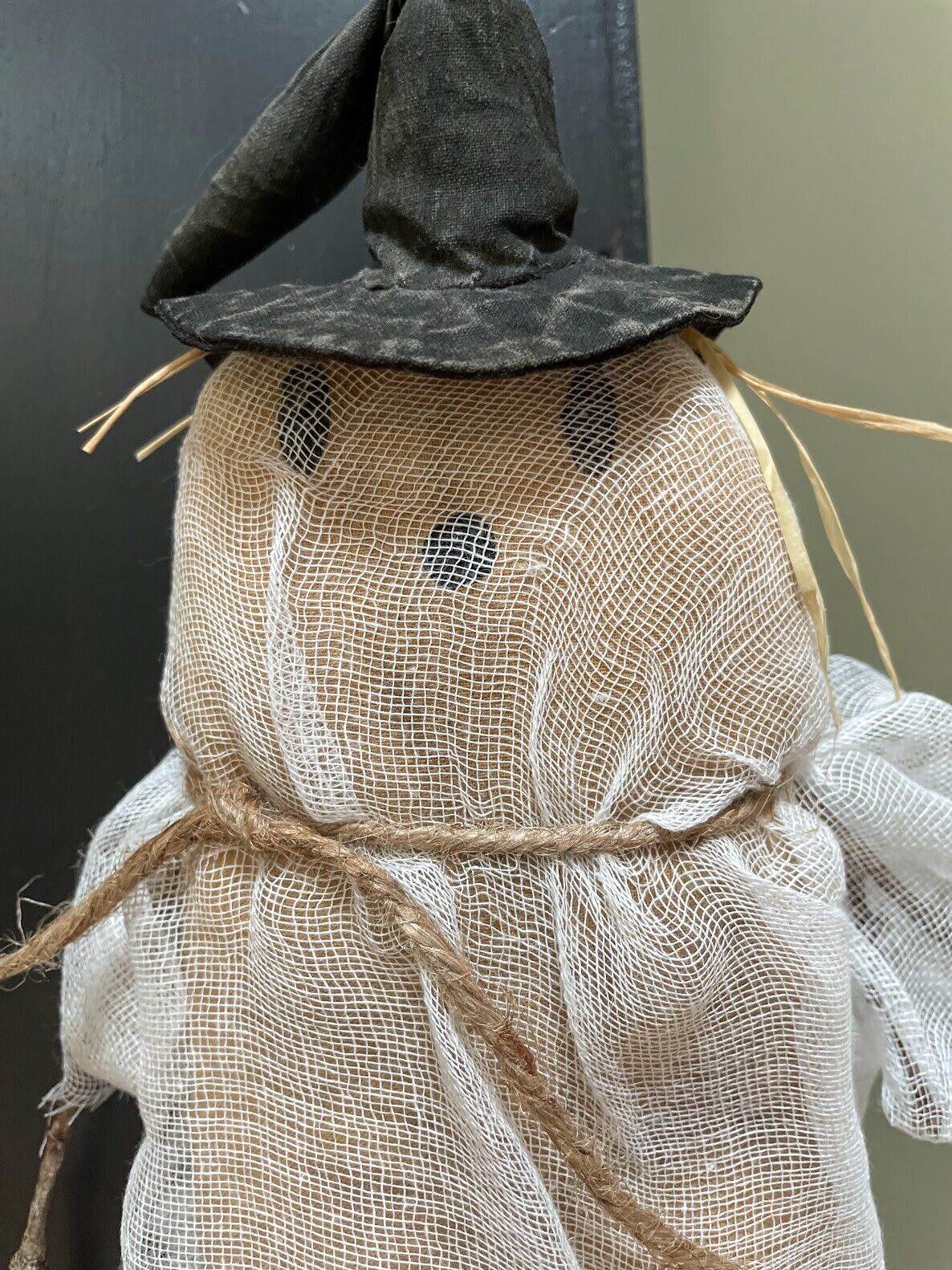 Primitive Fall Halloween Handcrafted 2 pc Hanging Ghostly Ghosts w/ Pumpkin 14" - The Primitive Pineapple Collection