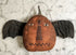 Primitive Fall Halloween Handcrafted 9" Jack O Lantern w/ Bat Wings Hanger - The Primitive Pineapple Collection