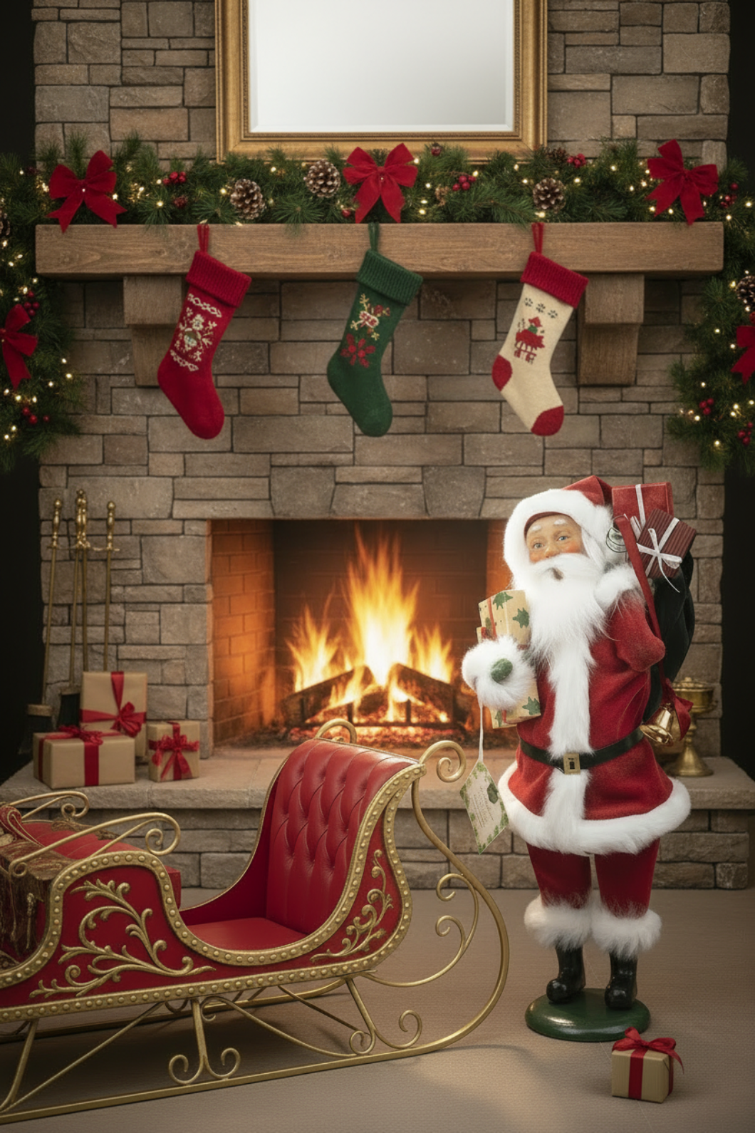 Byers Choice Carolers Christmas Classic Message Santa w/ Gifts ZBC79 - The Primitive Pineapple Collection