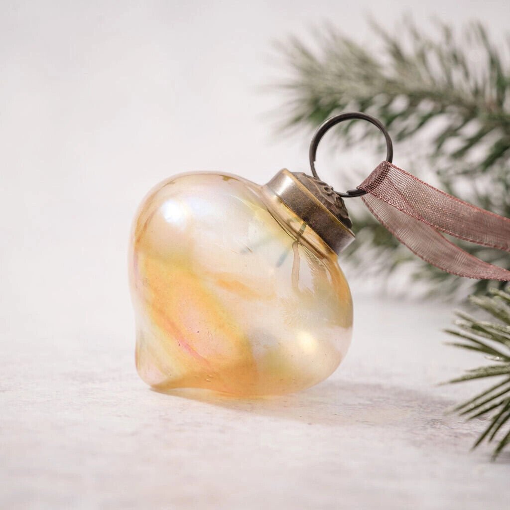 Handcrafted Christmas 2" Luster Glass Lantern shape Ornaments - The Primitive Pineapple Collection
