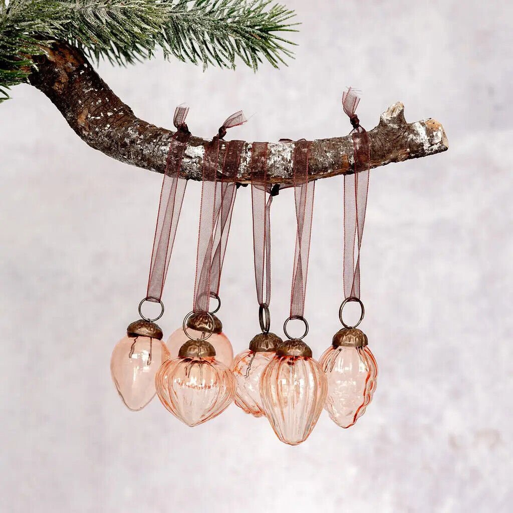 Handcrafted Christmas Handcrafted 1" Assorted Designs Glass Ornaments 6 pc Retro - The Primitive Pineapple Collection