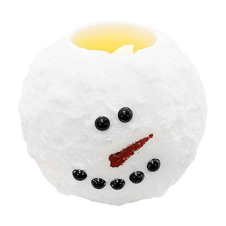 Christmas Snowman Bumpy White Round LED Candle w/ Timer 3” x 4" - The Primitive Pineapple Collection