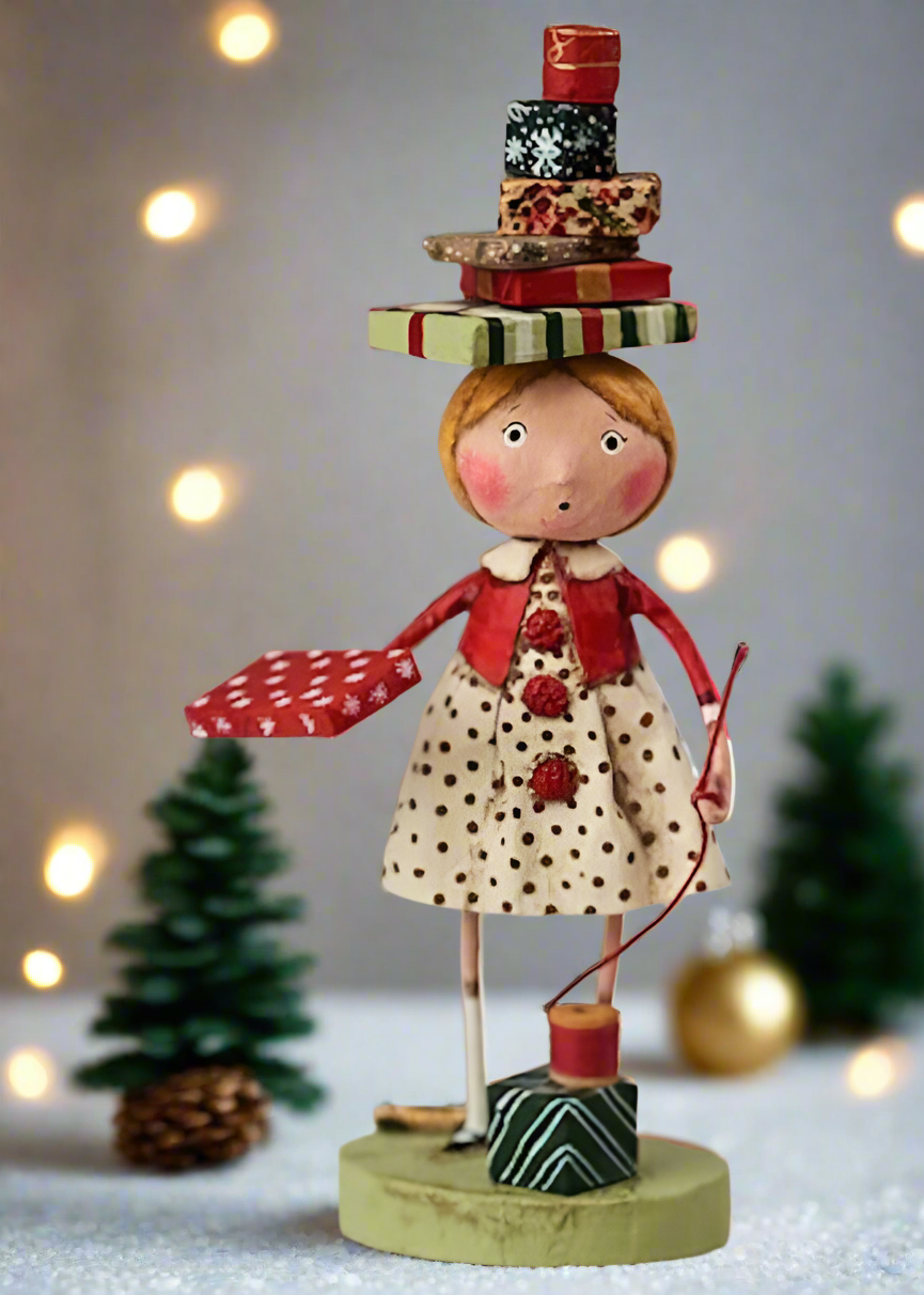 Christmas Lori Mitchell Wrappings and Ribbons Collectible 2022 Figurine 14463 - The Primitive Pineapple Collection