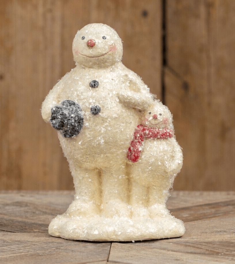 Primitive Ragon Christmas 7.5" Snowman w/Child Top Hat Figurine Collectable - The Primitive Pineapple Collection