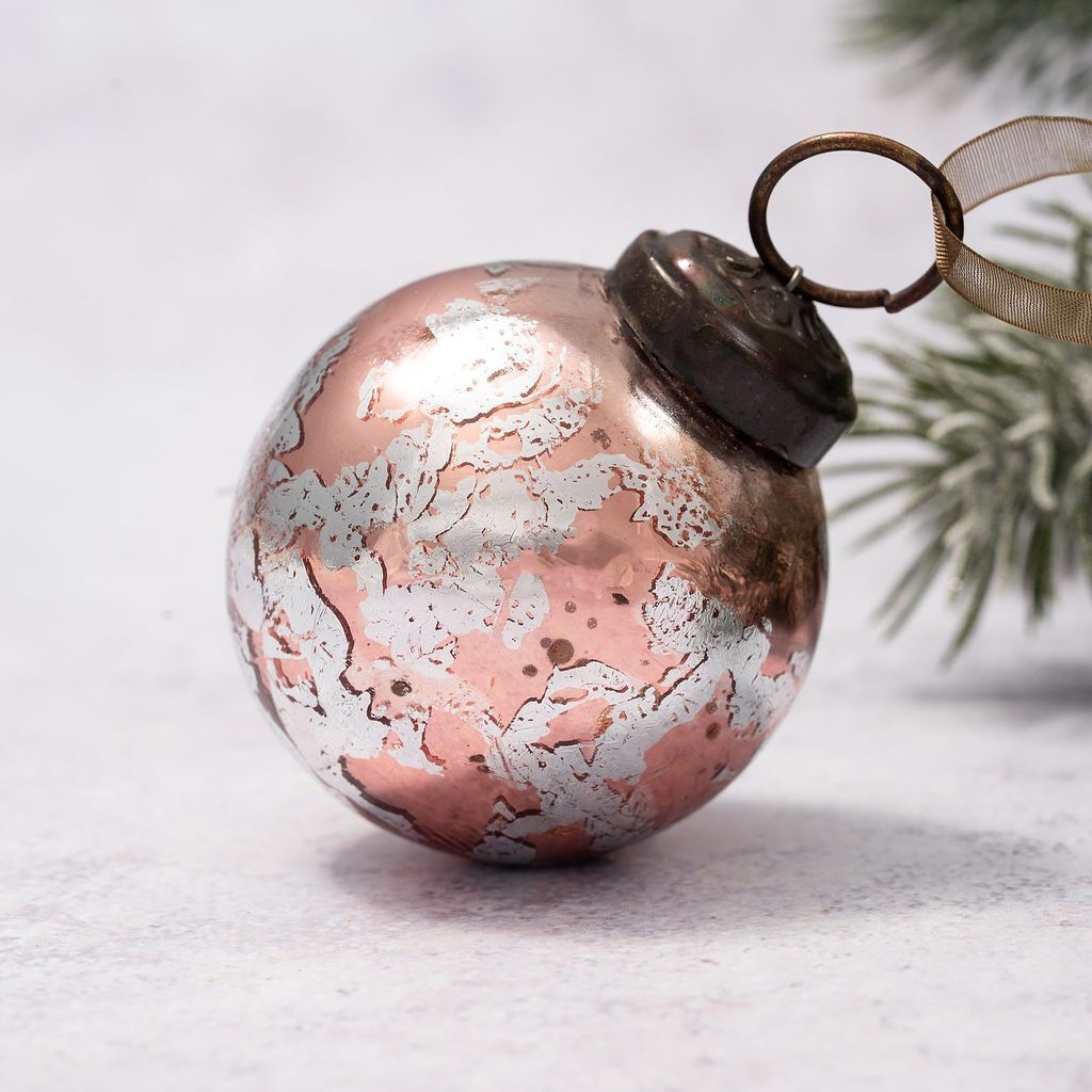 Christmas Handmade 2" Medium Foil Glass Christmas Ball Bauble Collectable - The Primitive Pineapple Collection