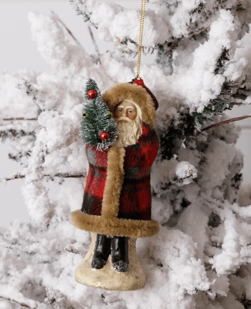 Primitive Christmas 5.75&quot; Primitive Belsnickle Red Santa Claus Tree Ornament - The Primitive Pineapple Collection