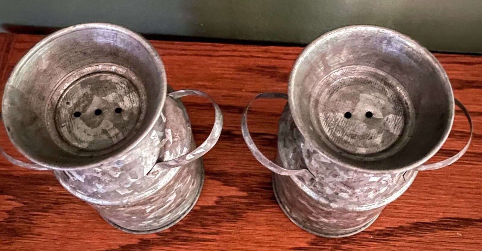 Primitive Farmhouse 4" Galvanized Milk Can Salt & Pepper Country Decor - The Primitive Pineapple Collection