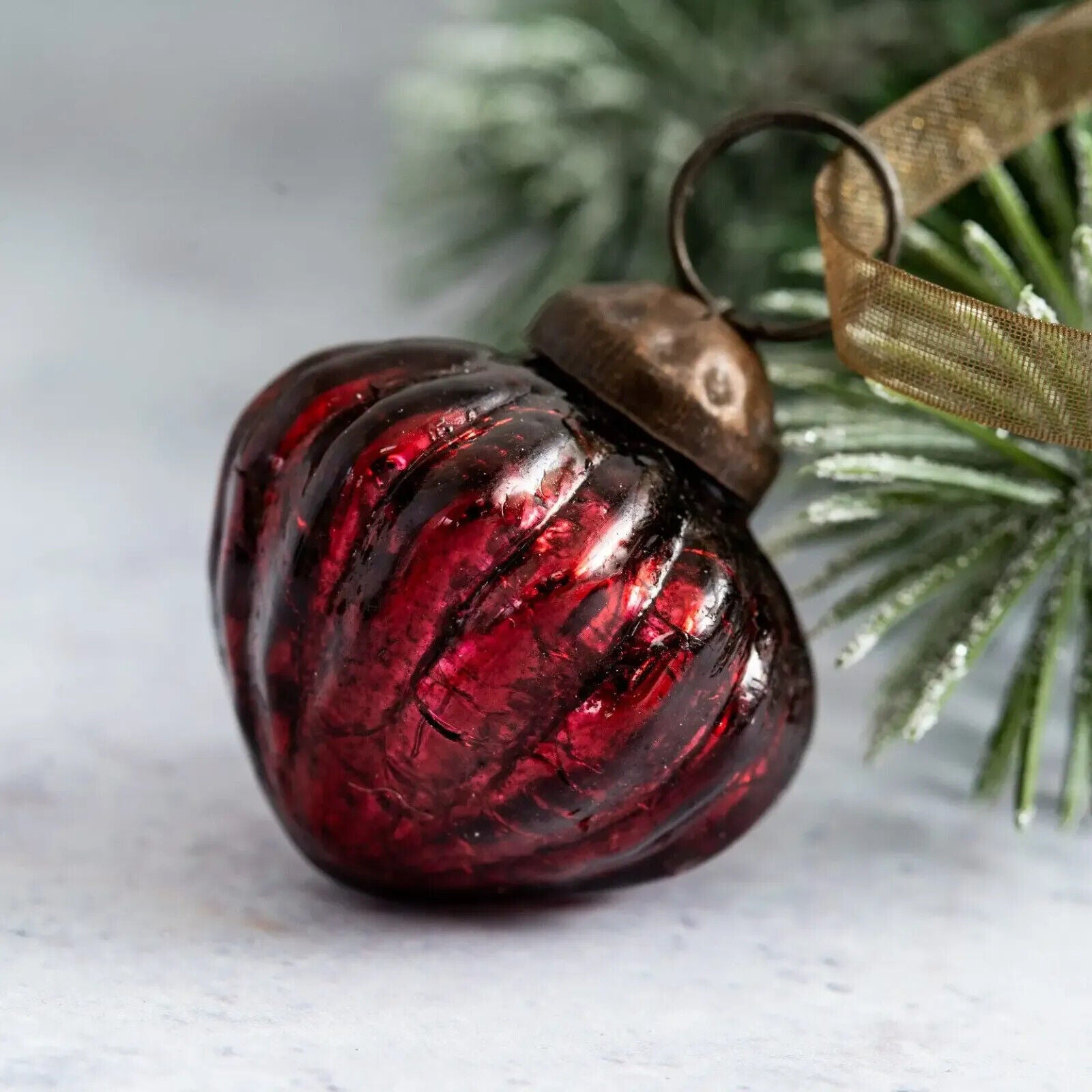 Christmas 6 pc Handmade 1" Glass Christmas Lantern Shape Ornament Vintage Look - The Primitive Pineapple Collection