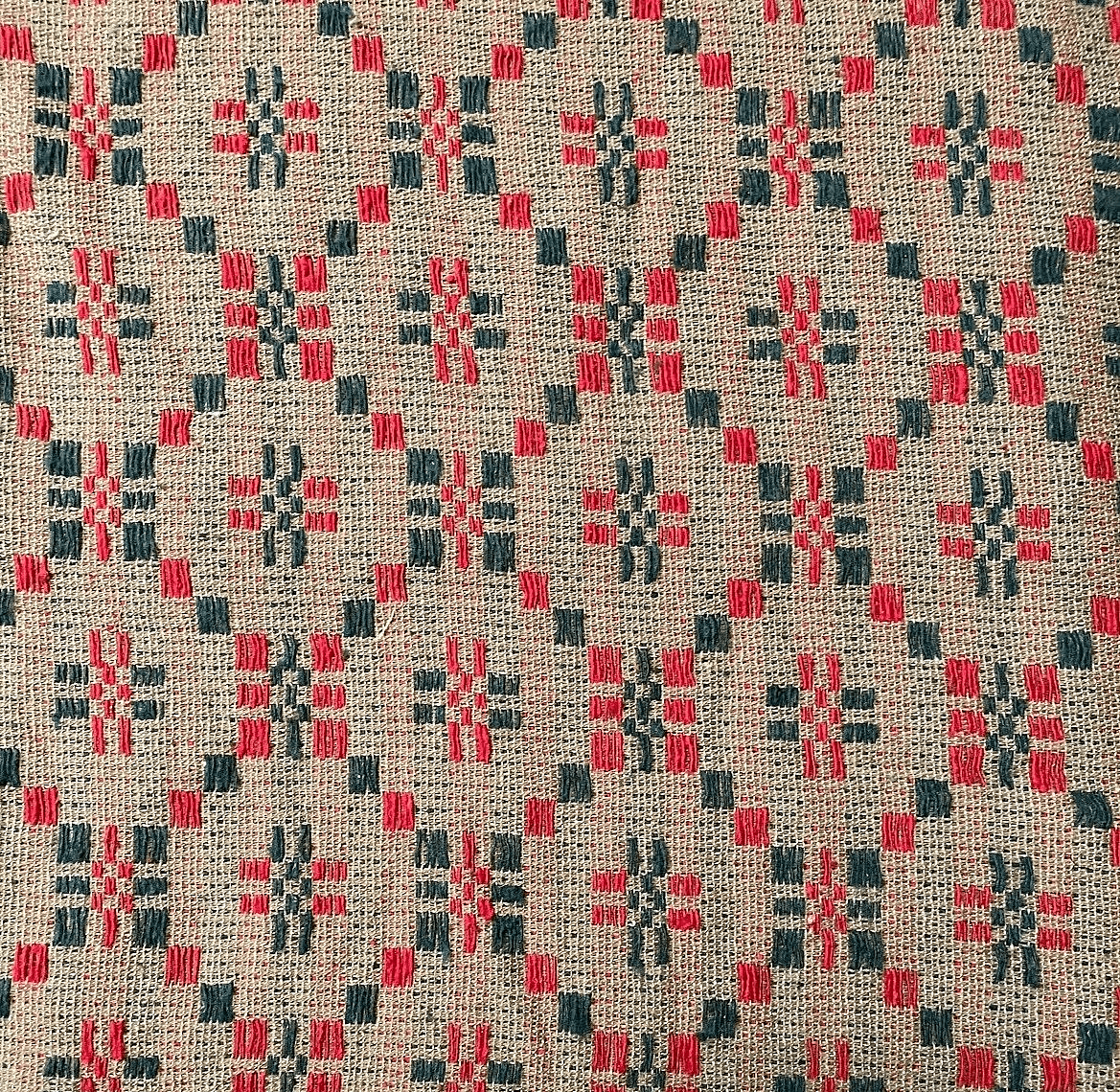Primitive Country Snowfall 34" Red, Green, Beige Table Topper Textile Farmhouse - The Primitive Pineapple Collection