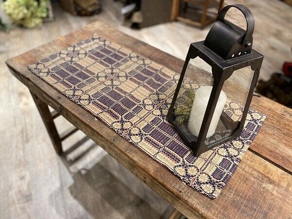 Primitive Yorktown Brick Linen Navy 34" Table Topper Textile Farmhouse - The Primitive Pineapple Collection