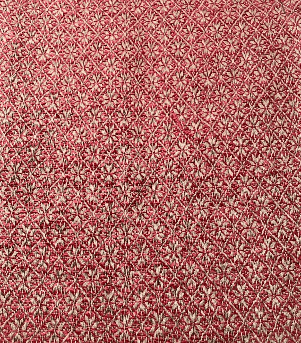 Primitive Cherry Blossom Weave Red Beige 34" Square Table Topper Farmhouse - The Primitive Pineapple Collection