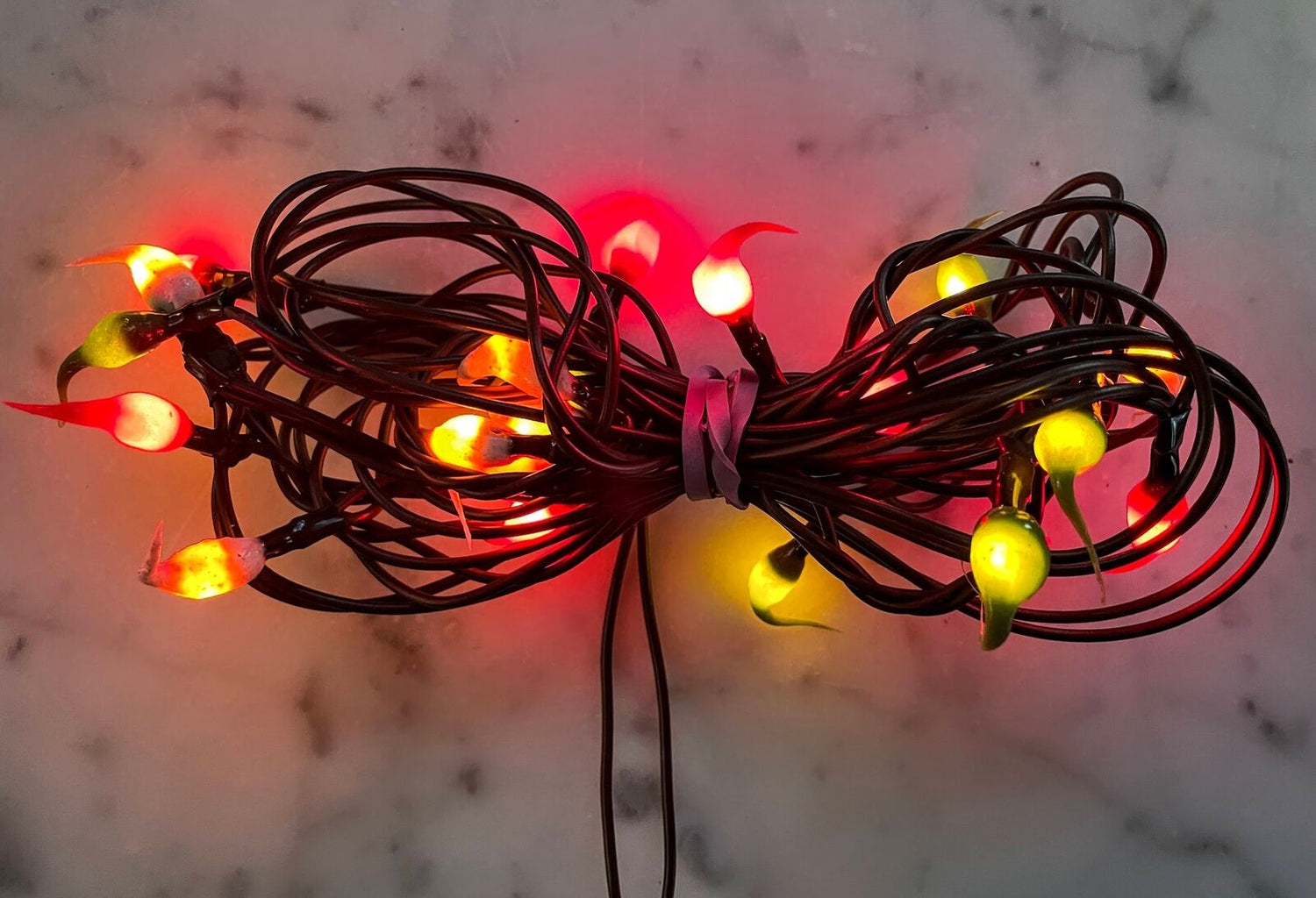 Primitive/Country 20 Count Electric Silicone Dipped Lights Christmas Color - The Primitive Pineapple Collection