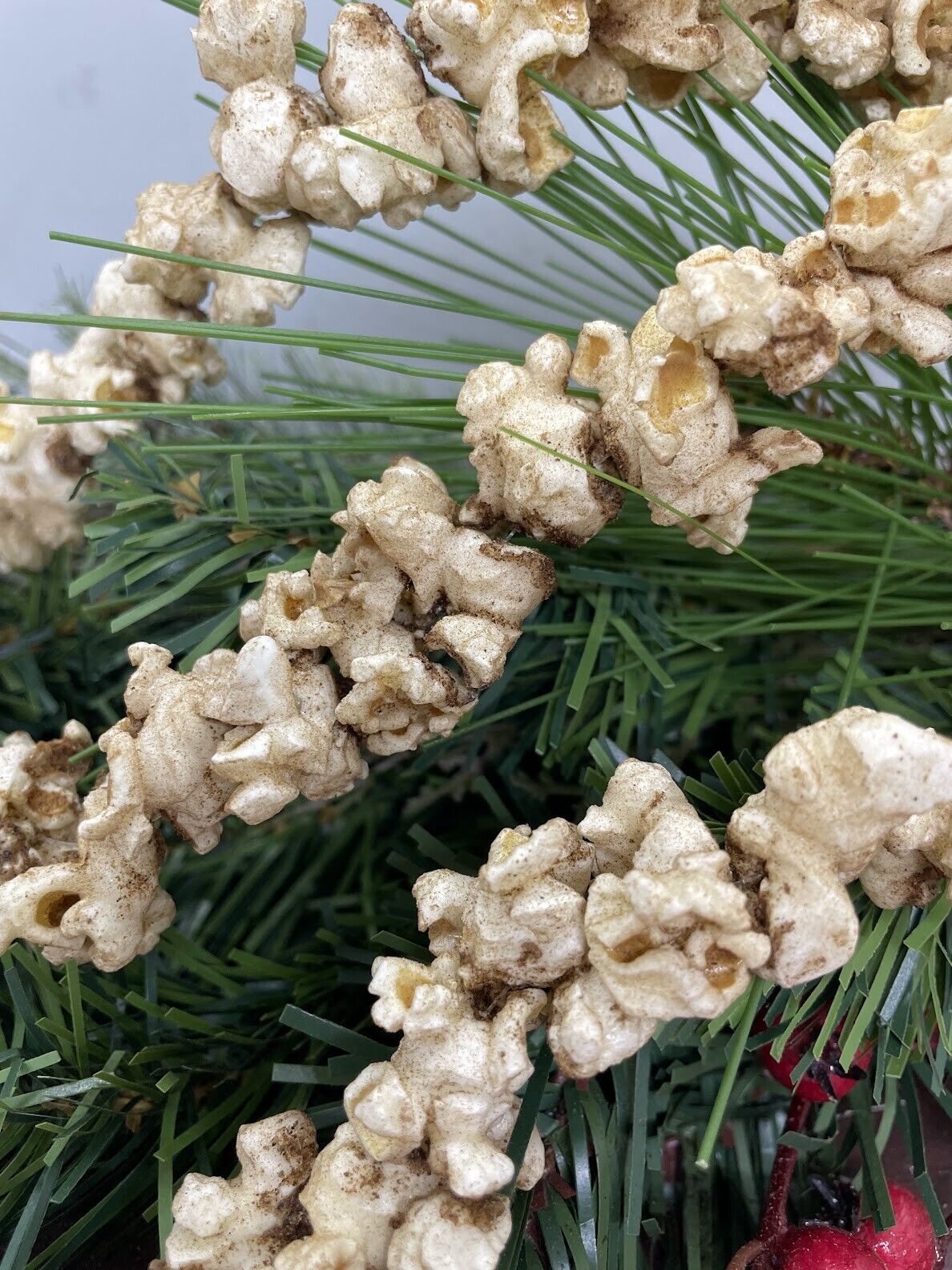 Primitive Colonial Christmas Wax Dipped Cranberry Spice 6 ft Popcorn Garland - The Primitive Pineapple Collection