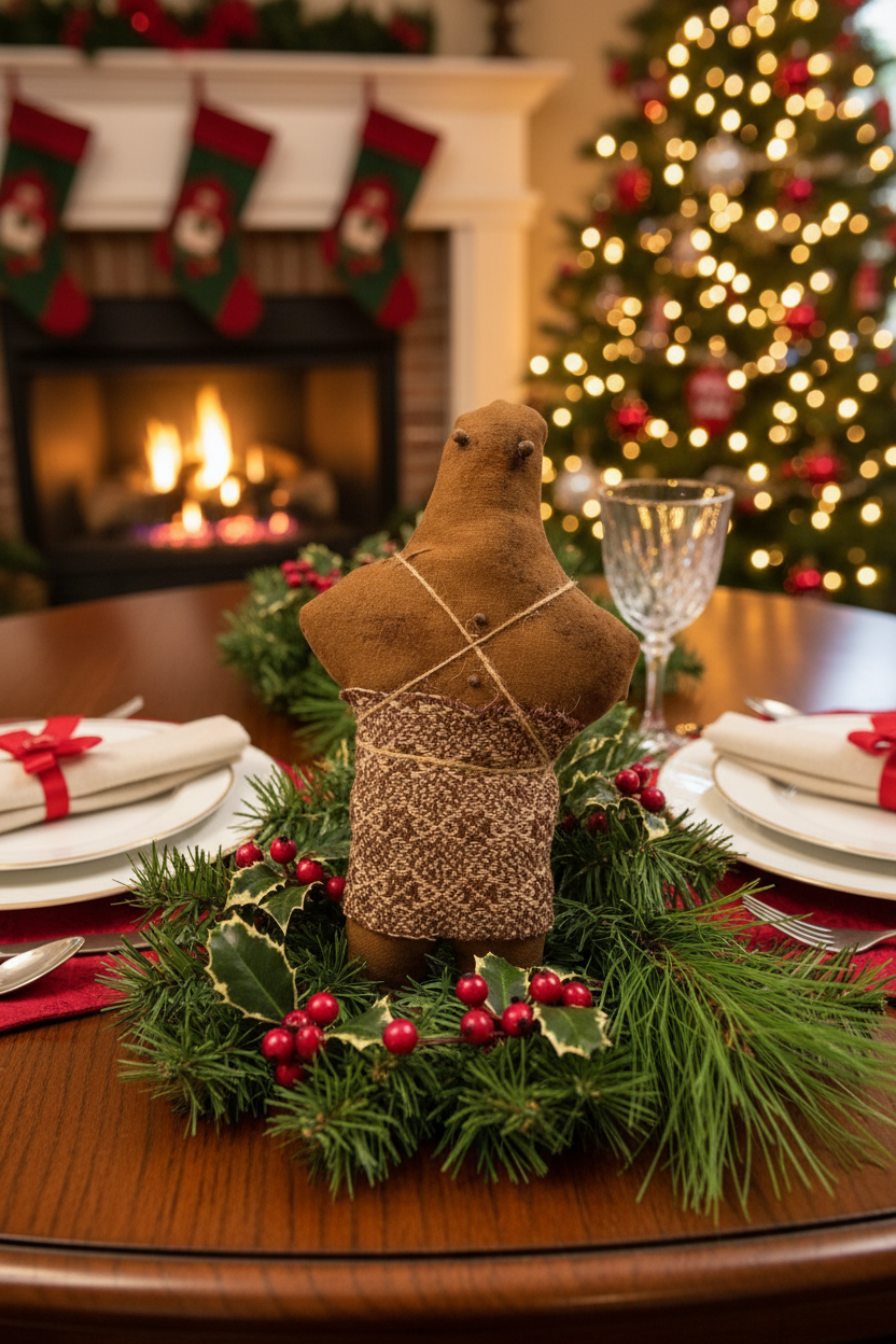 Primitive Handcrafted Gingerbread Men 11" Bowl Filler - The Primitive Pineapple Collection