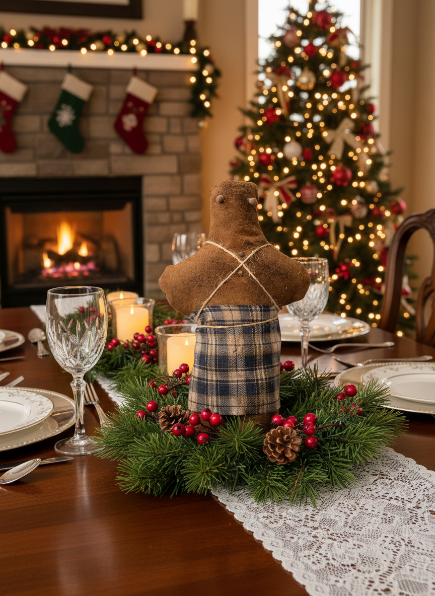 Primitive Handcrafted Gingerbread Men 11" Bowl Filler - The Primitive Pineapple Collection