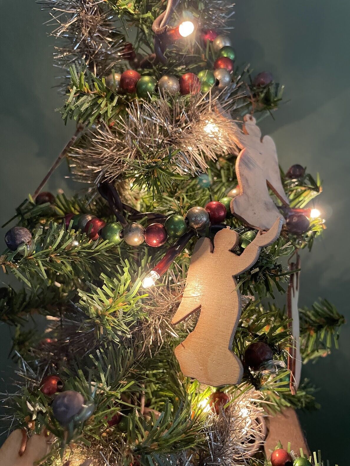 Primitive Electric Christmas Gatherings Christmas Tree Angels In Wood Box 17" - The Primitive Pineapple Collection