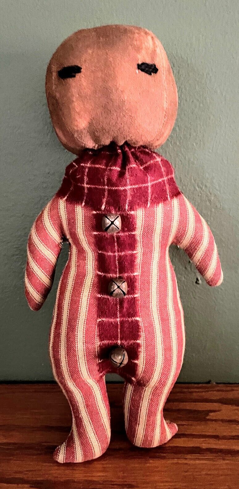 Primitive Handcrafted Vintage Look Striped Gingerbread Bowl Filler Doll 9" - The Primitive Pineapple Collection